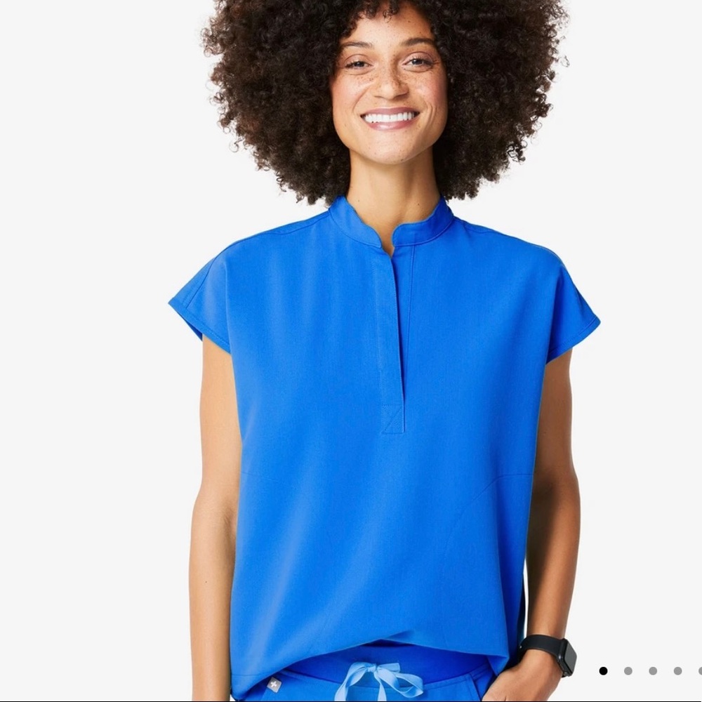 Mandarin collar scrub top from Figs